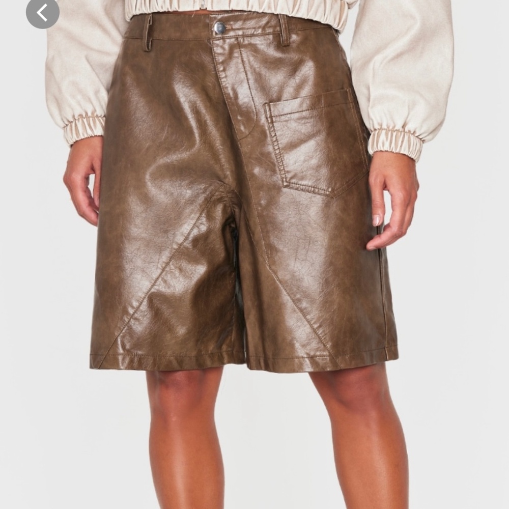 PLT Premium Brown Faux Shorts